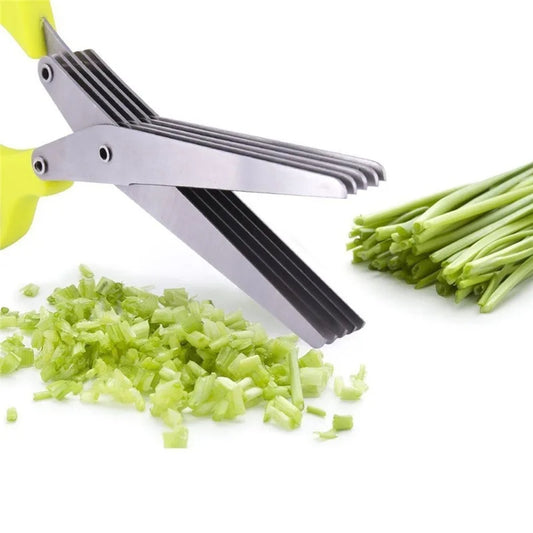 Multifunctional Multi-layer Green Onion Scissors Stainless Steel Onion Cutting Knife Herb Seaweed Spice Scissors Kitchen Scissor Kitchen Gadgets - ZELLIVA